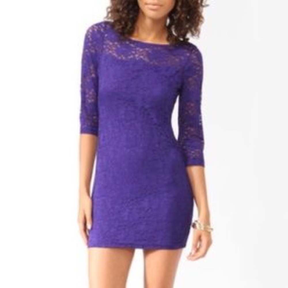 Purple lace bodycon dress